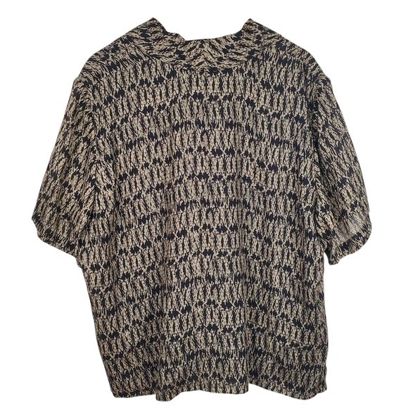 Dana Buchman 100% Silk Black and Tan Cross Button Blouse. 20. C0045 - Picture 7 of 11